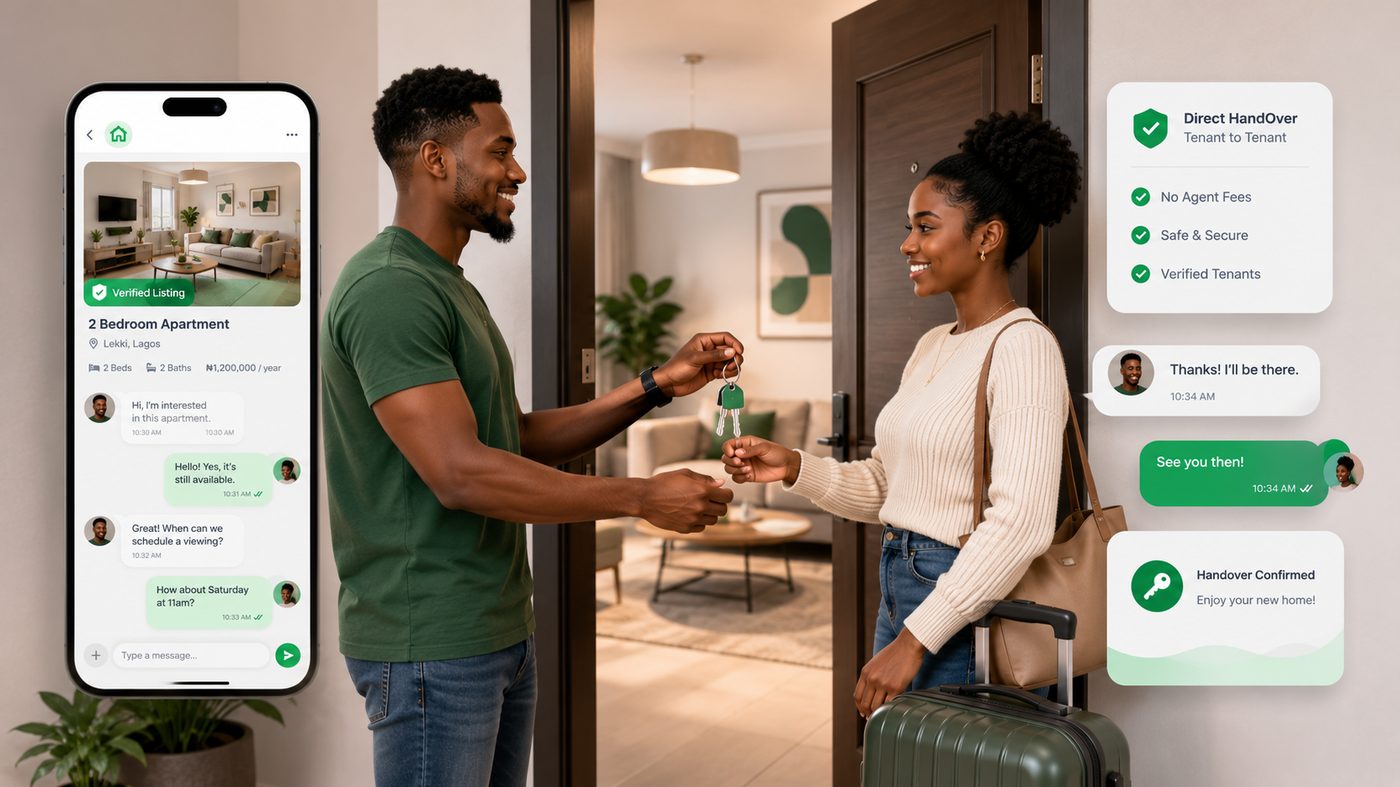 Message the current tenant and take over the apartment directly — no agent fees