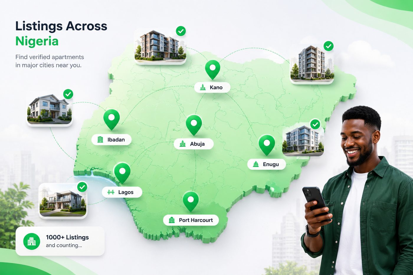 Listings across Nigeria — find verified apartments in major cities near you